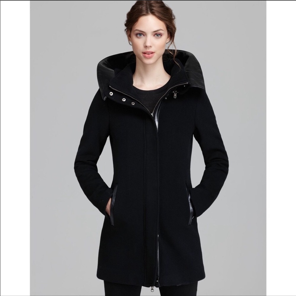 Mackage black leather sunski coat